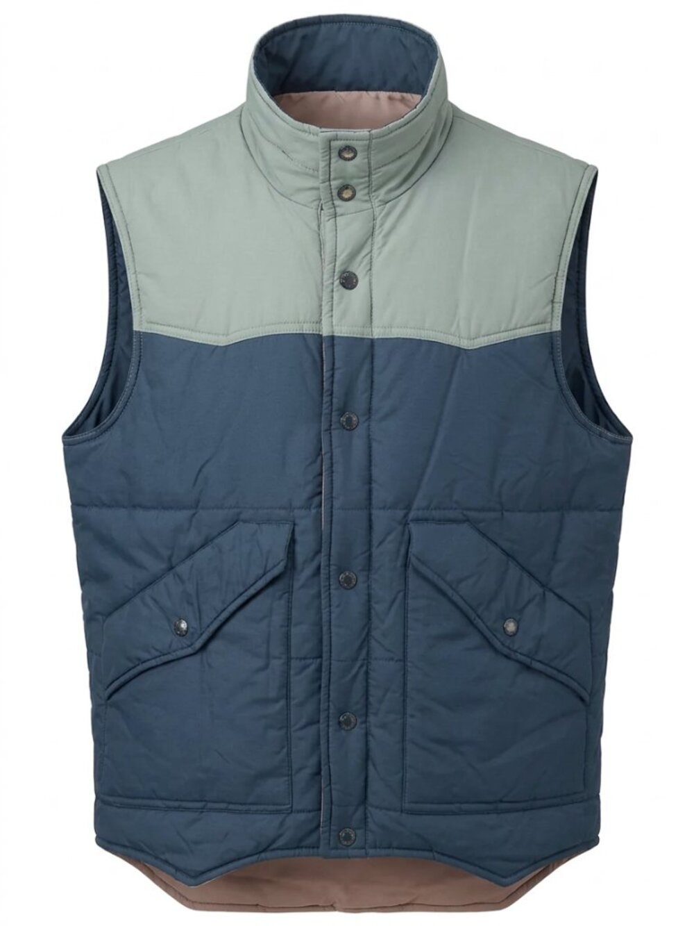 Current Seen Vintage 80s 90s Ski Puffer Vest Colorblock Navy Mint Men's L